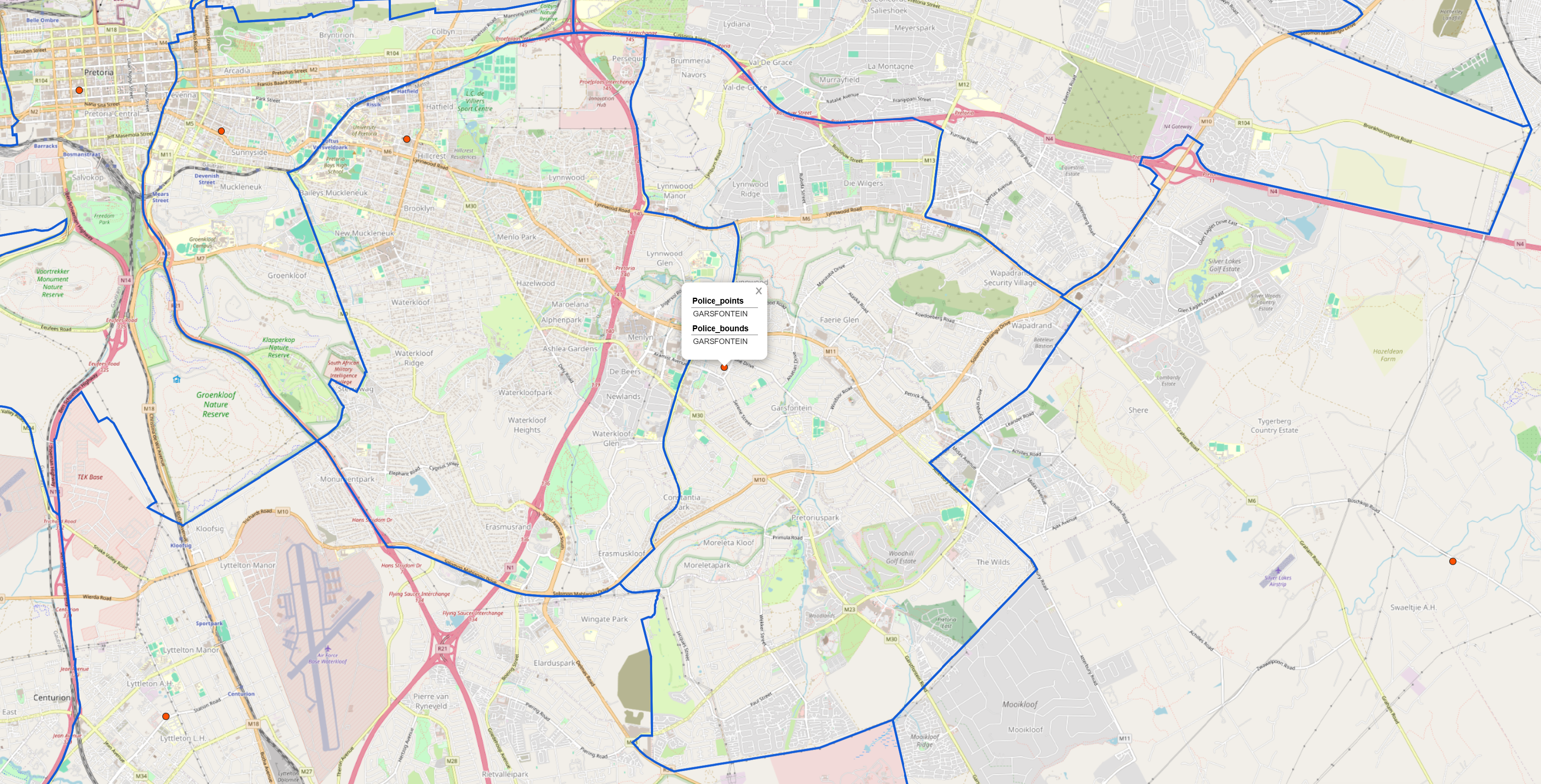 Garsfontein SAPS Precinct Map